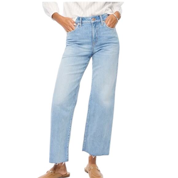 NWD J. Crew Wide Leg Cropped Jeans All Day Stretch Spring Storm Blue Size 30 - Picture 1 of 10